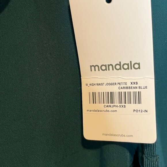 NWT Mandala Womens Caribbean Blue High Waist Jogger Scrub Pants XXS Petite - Picture 4 of 11